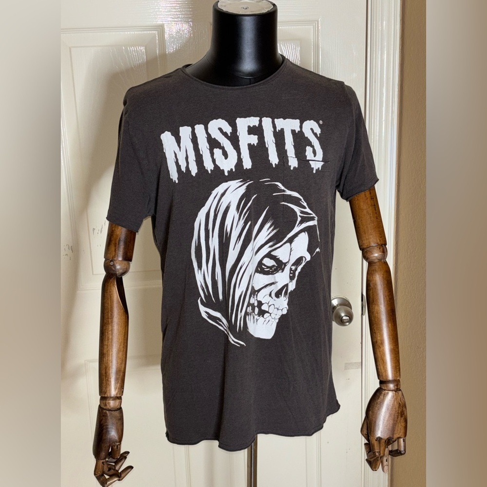 Misfits Lightweight T-Shirt Gray Burnout Graphic Band Tee 2017 Med​​